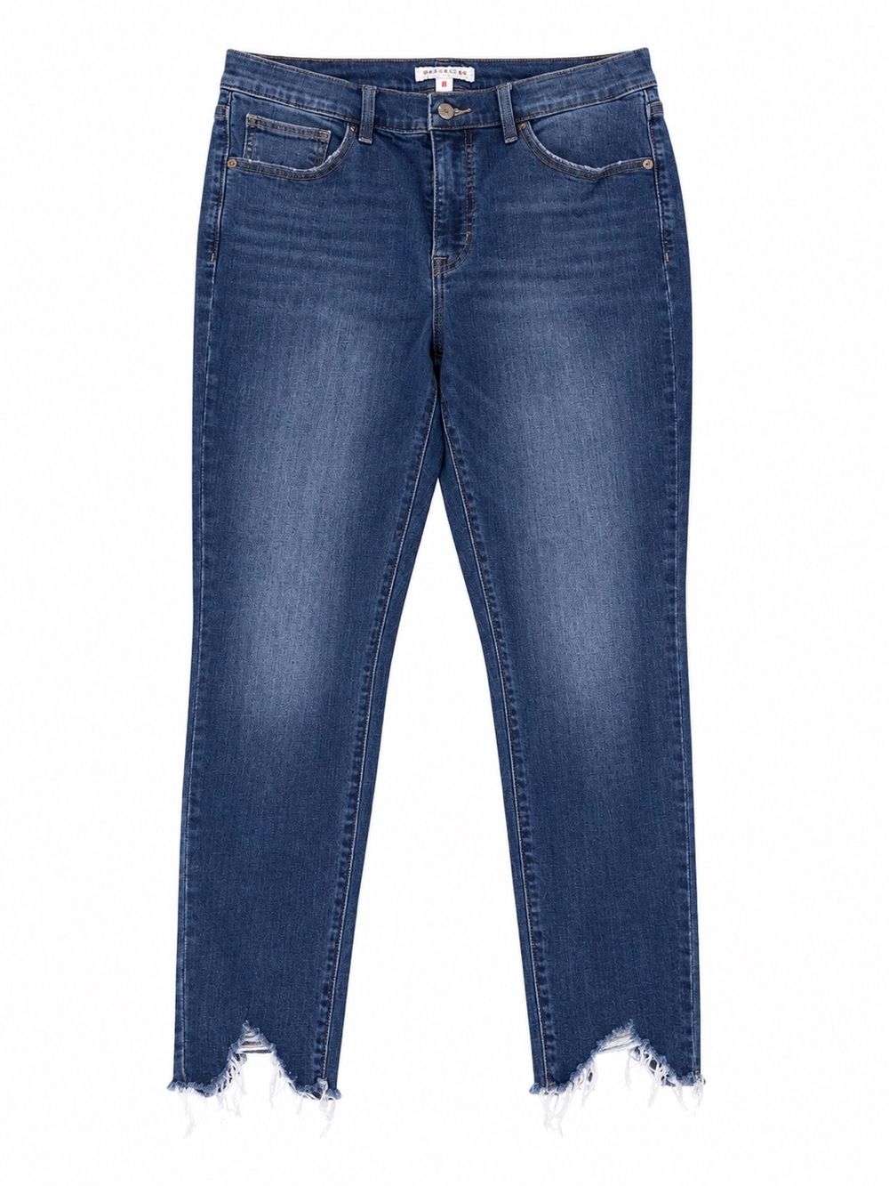 Lucky Brand Dark Blue Cropped Skinny Jeans with Raw Frayed Hem